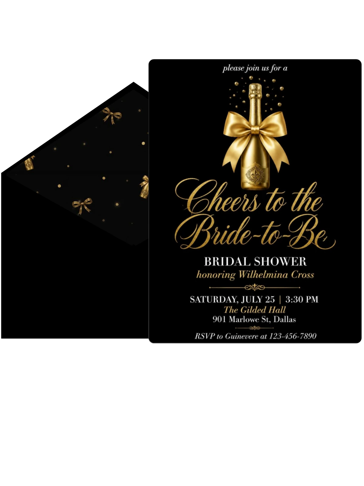 Gold Champagne Bottle Bridal Shower