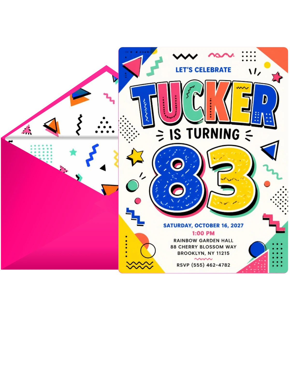 Memphis Pop 83rd Birthday Invitation