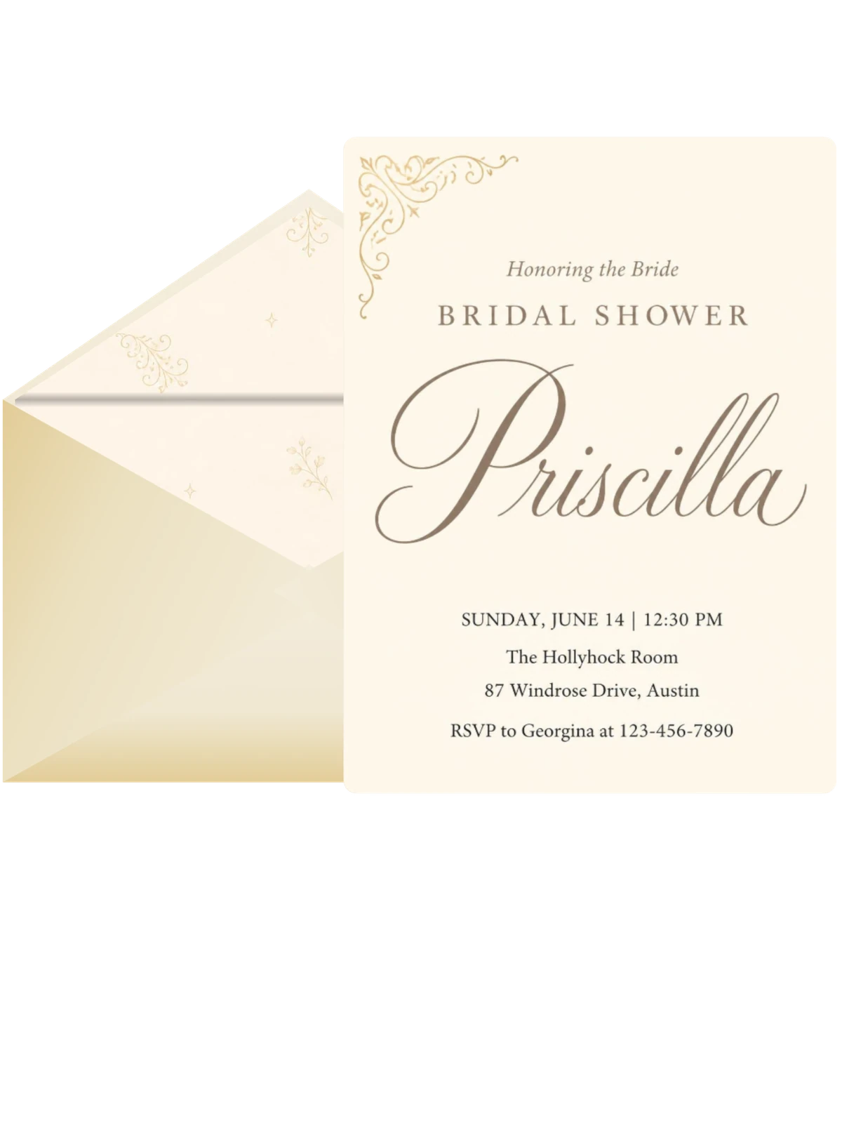 Cream and Gold Filigree Bridal Shower
