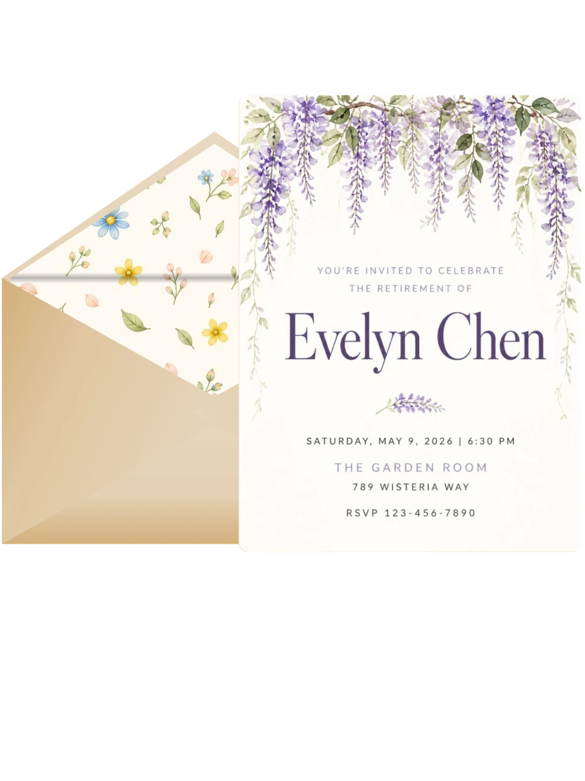 Wisteria Canopy Retirement Invitation