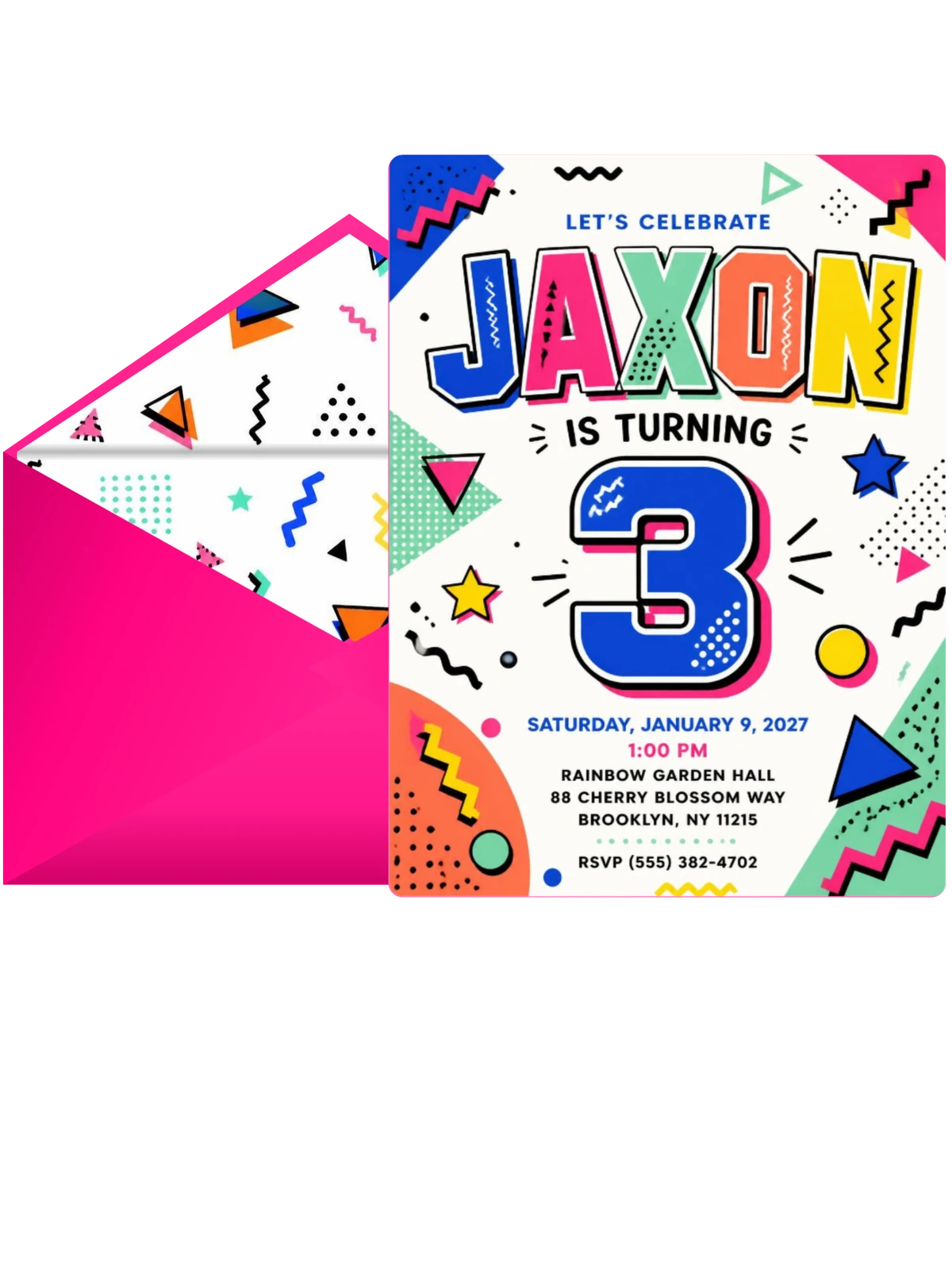 Memphis Pop 3rd Birthday Invitation