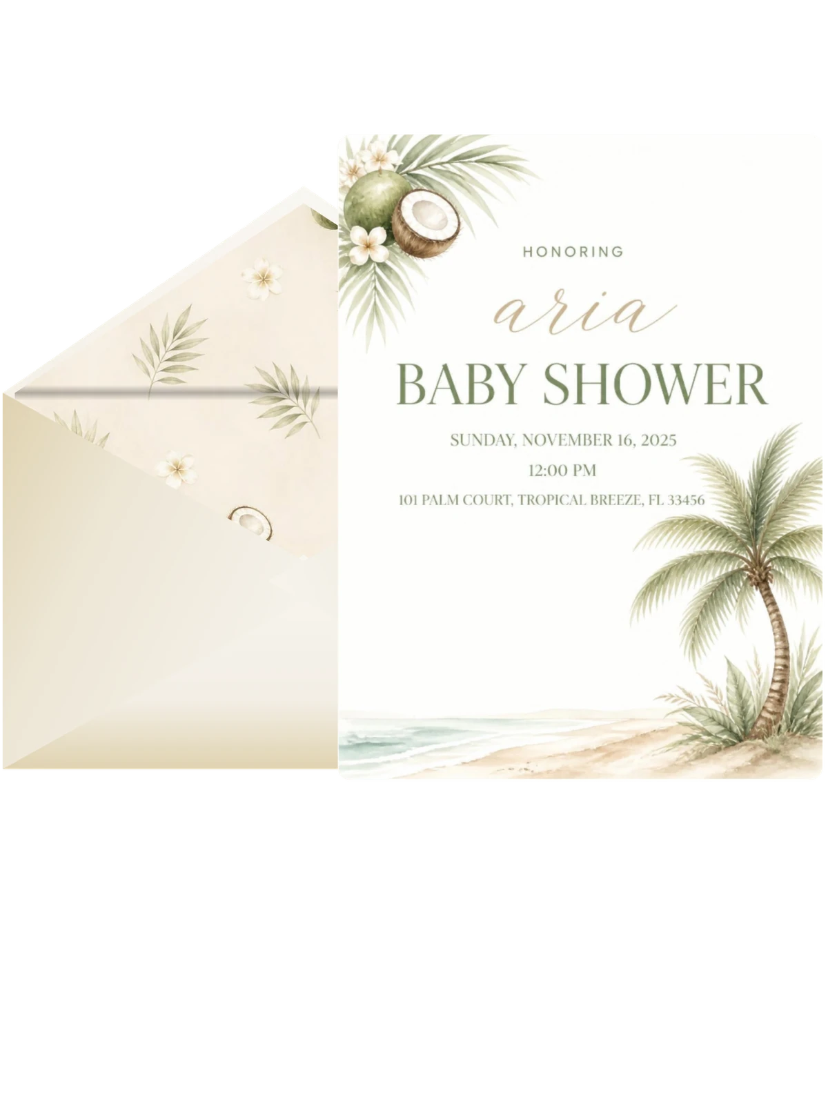 Watercolor Palm Tropical Baby Shower