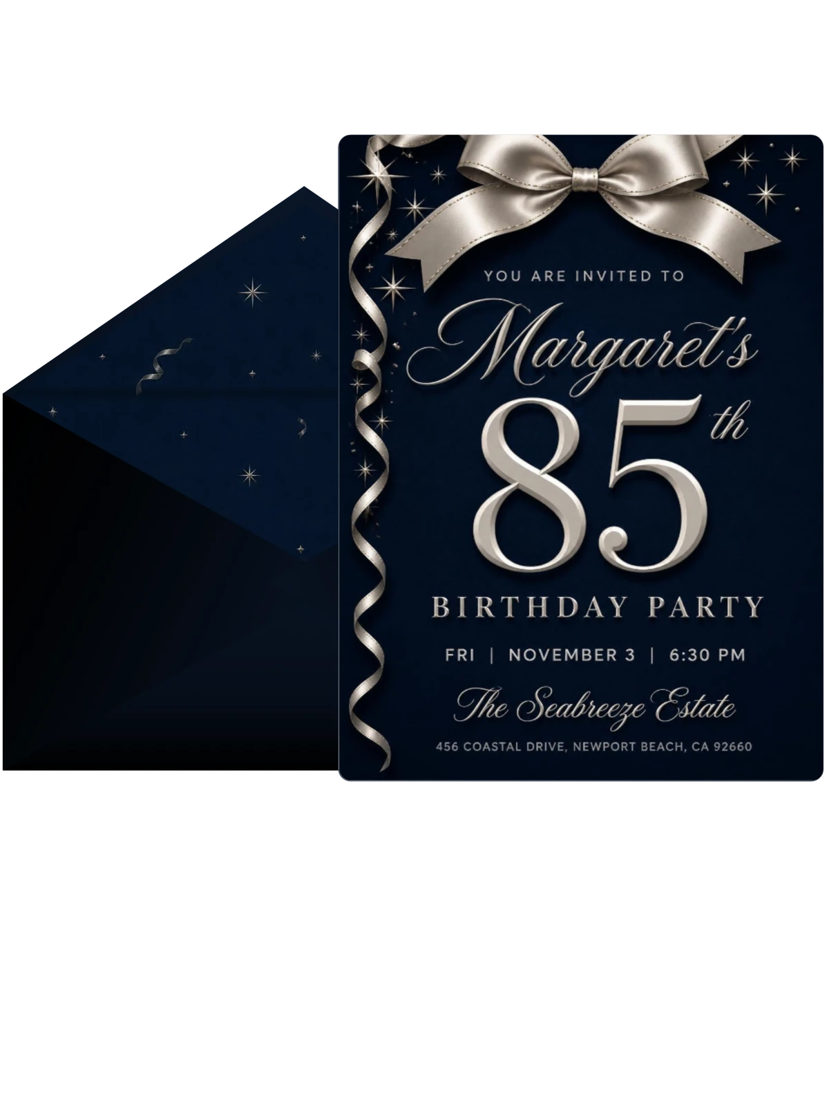 Silver Ribbon Navy 85th Birthday