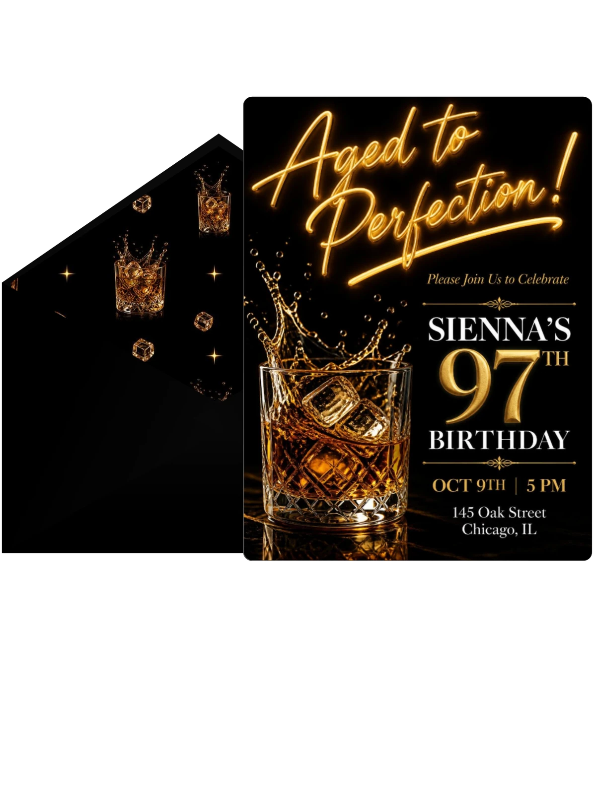 Crystal Whiskey 97th Birthday Invitation