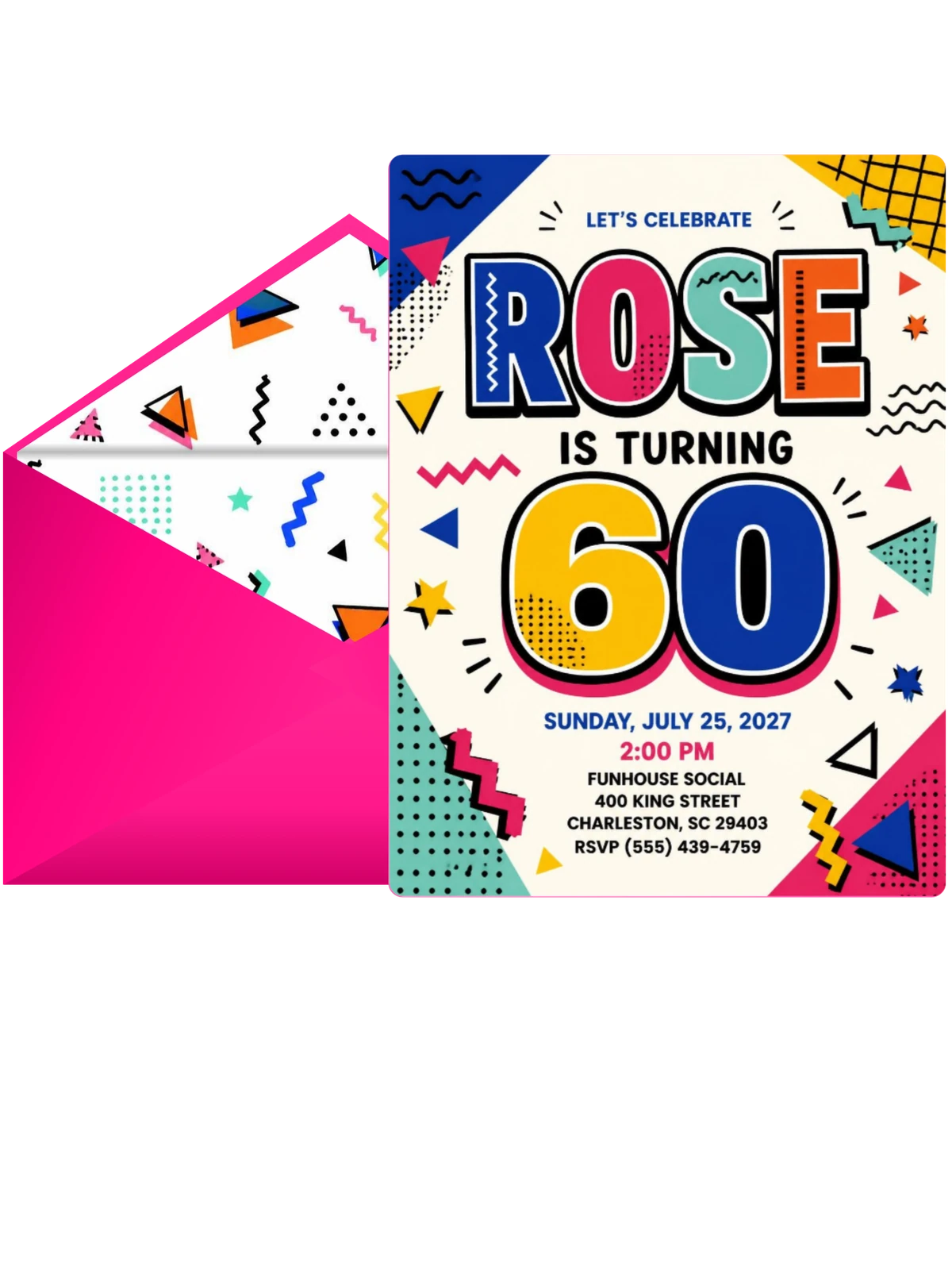 Memphis Pop 60th Birthday Invitation