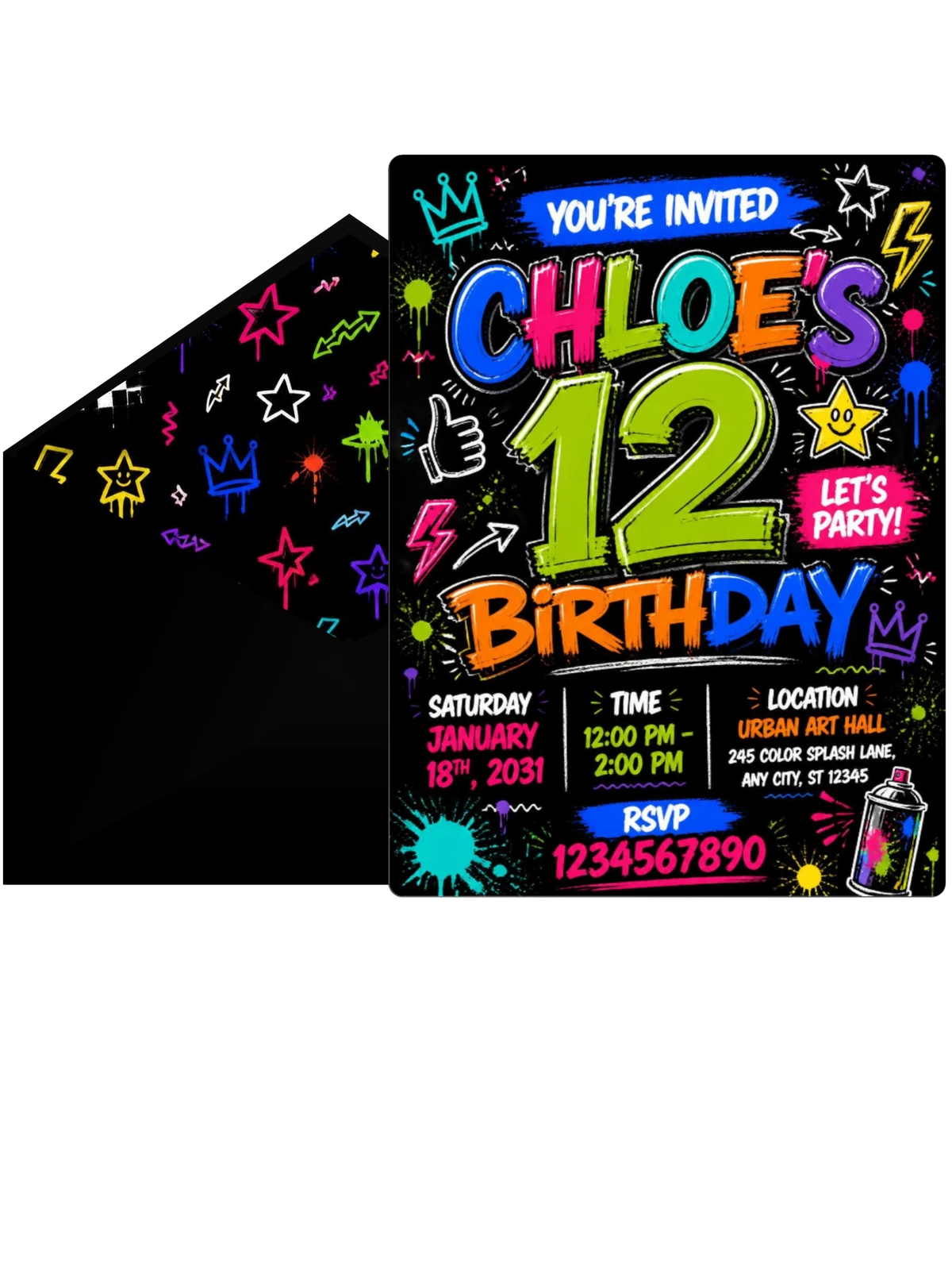 Graffiti Street Art 12th Birthday Invitation