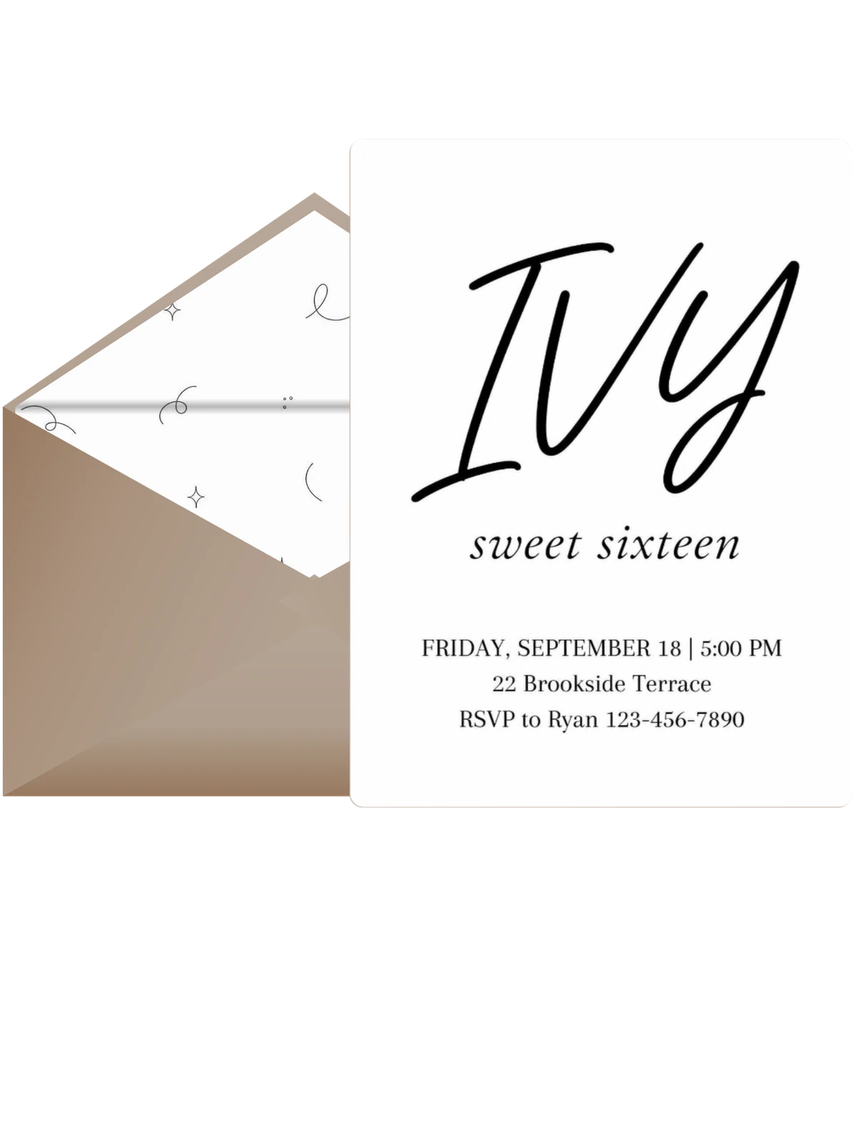 Minimalist Black and White Sweet Sixteen