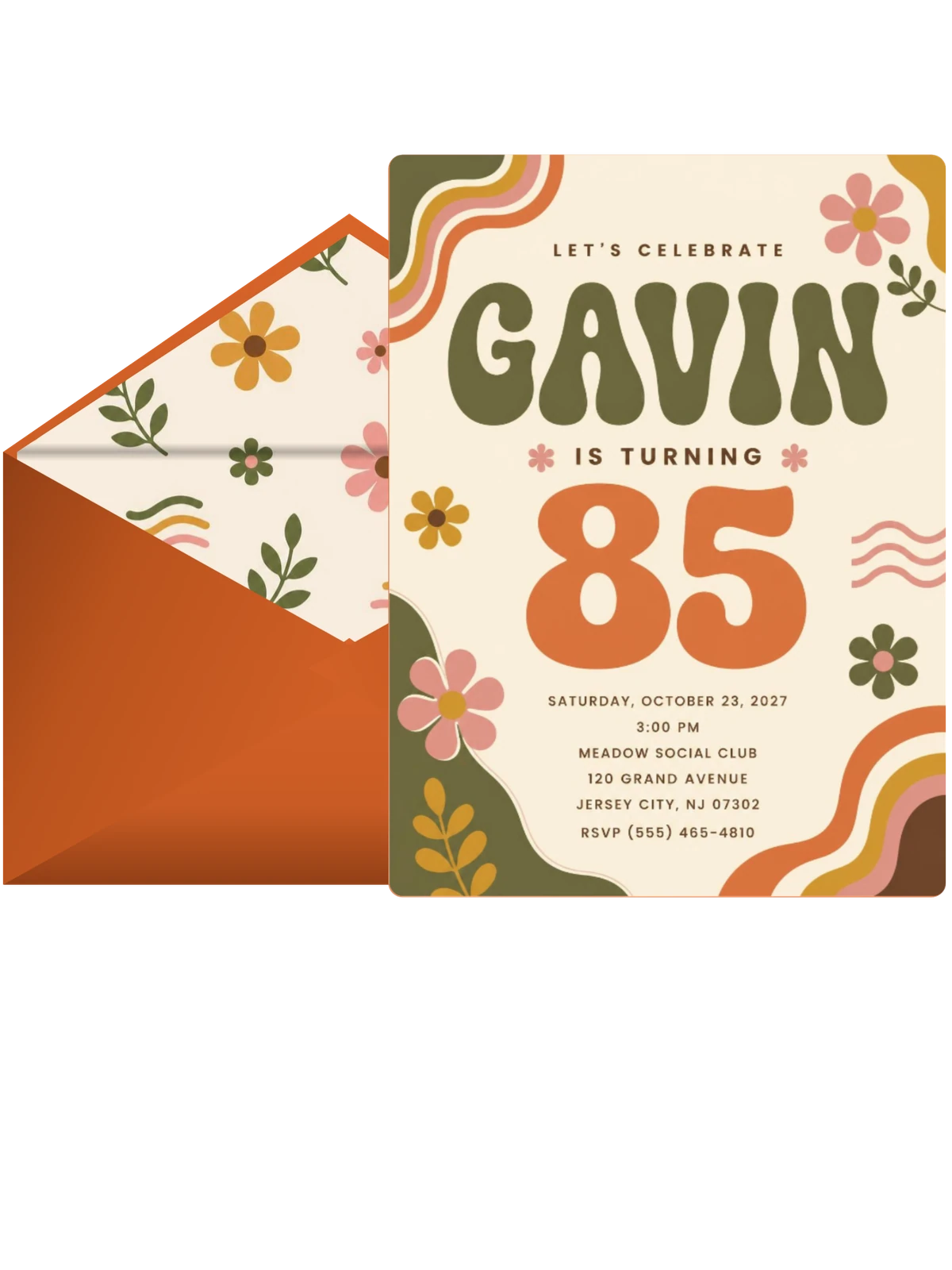 Groovy Retro 85th Birthday Invitation