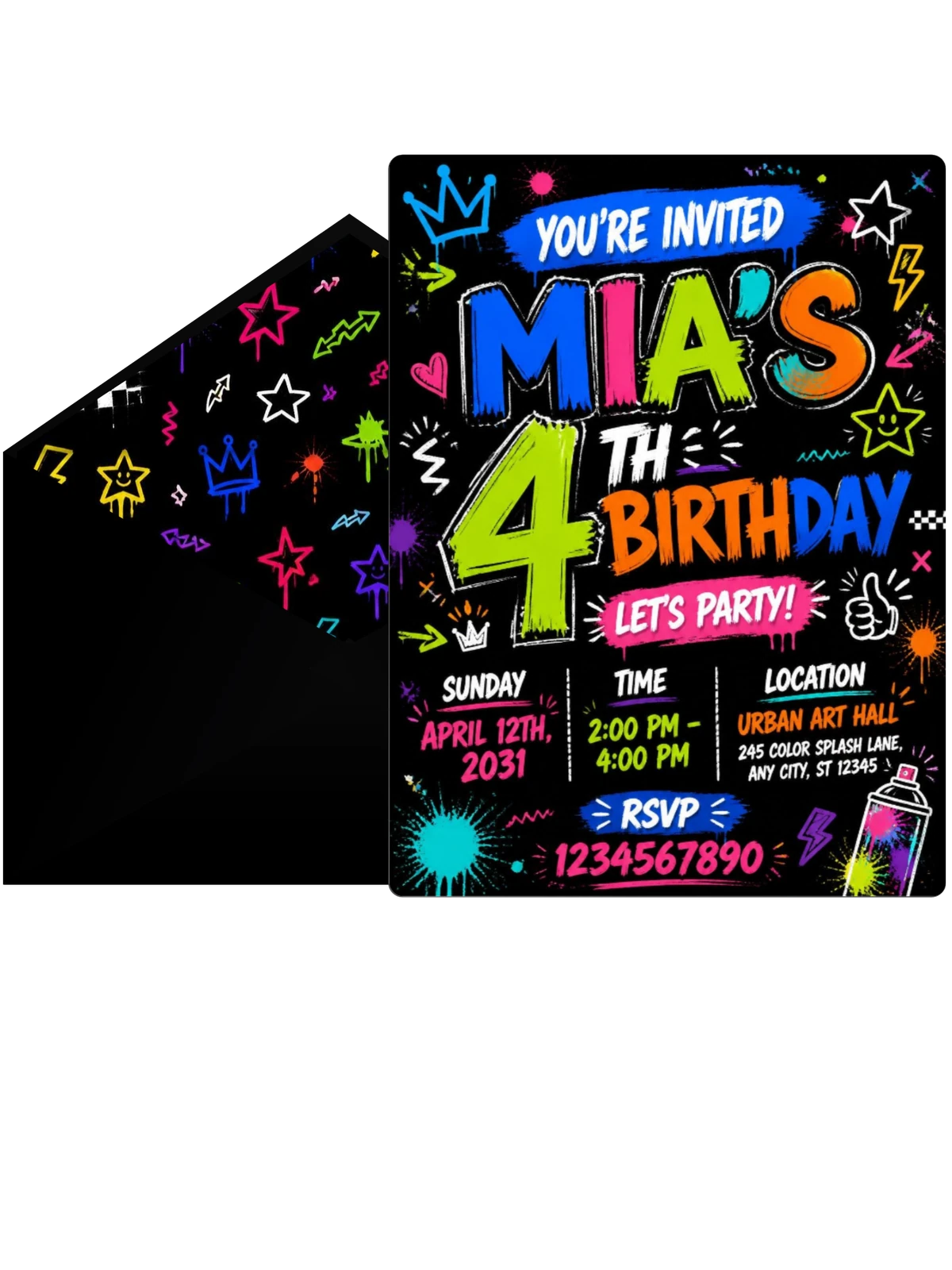 Graffiti Street Art 4th Birthday Invitation