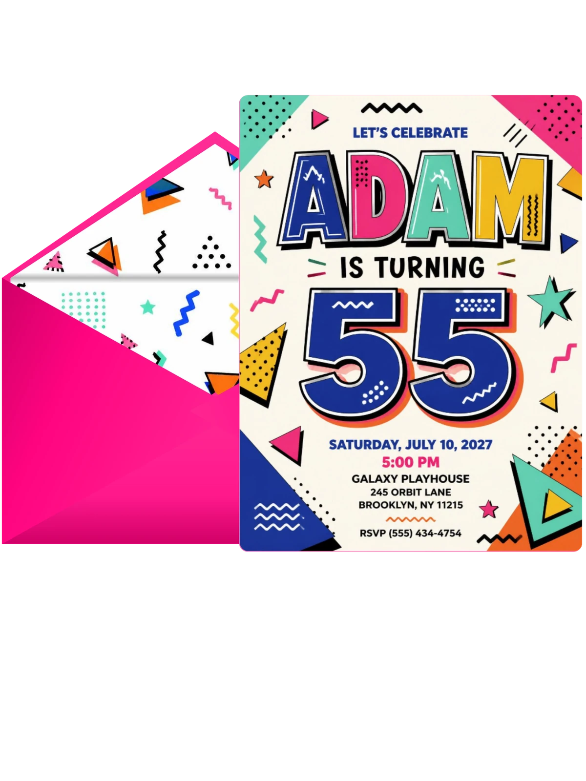 Memphis Pop 55th Birthday Invitation