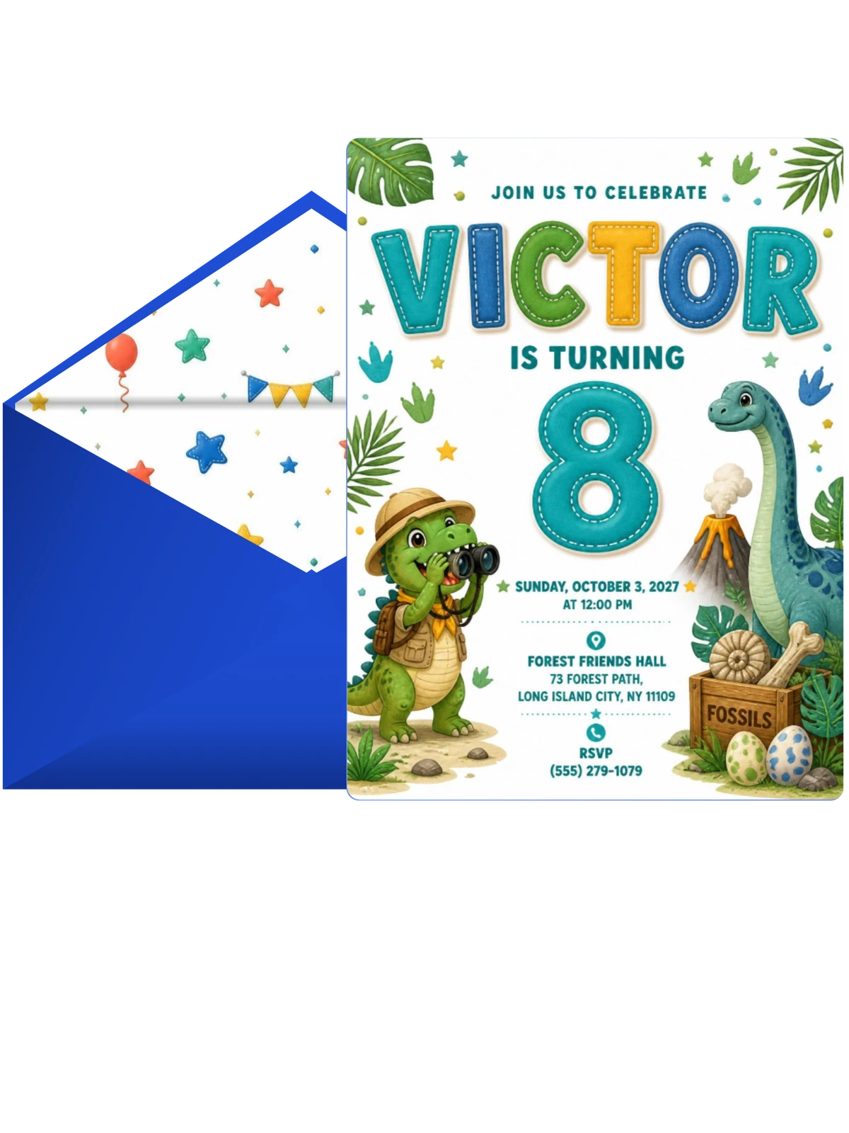 Dinosaur Explorer 8th Birthday Invitation