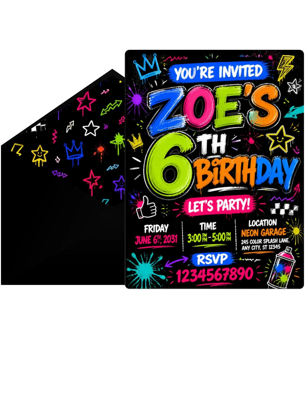 Graffiti Street Art 6th Birthday Invitation
