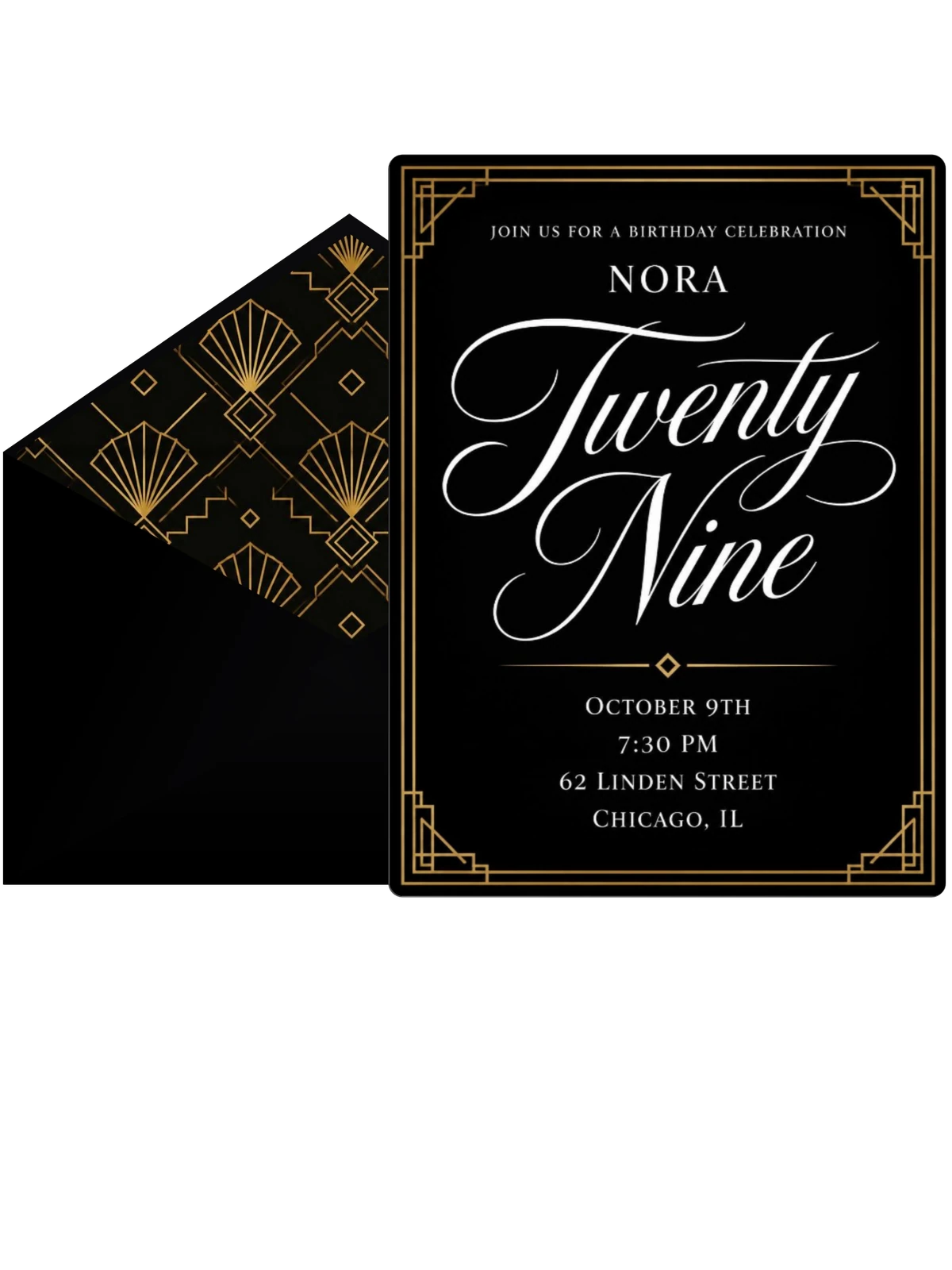 Art Deco 29th Birthday Invitation