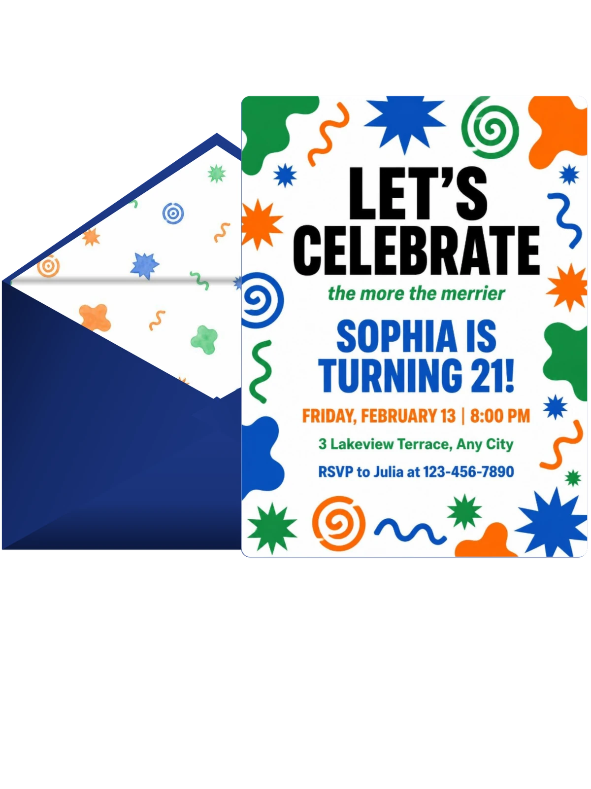 Memphis Geometric Print Birthday Invitation