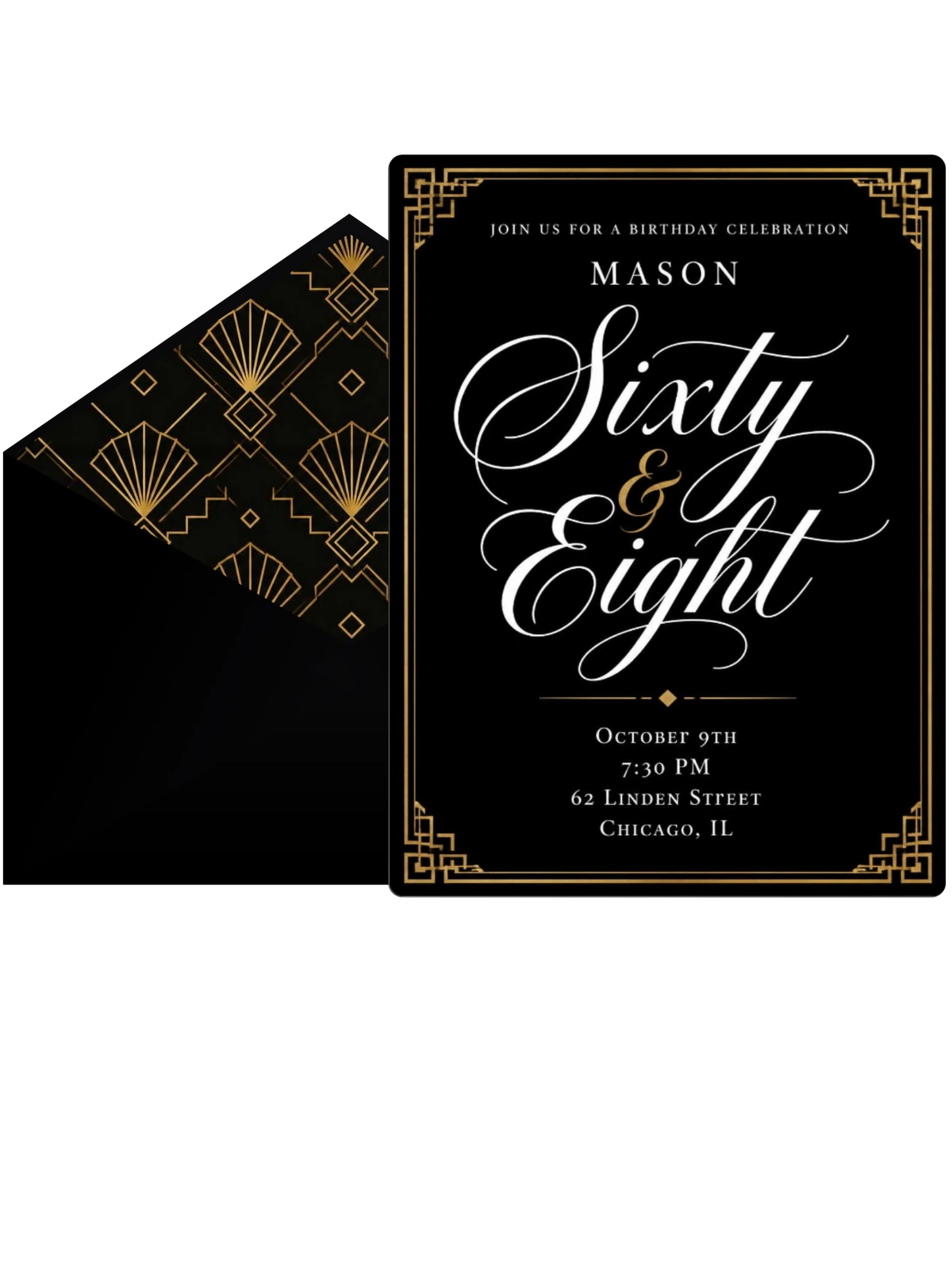 Art Deco 68th Birthday Invitation