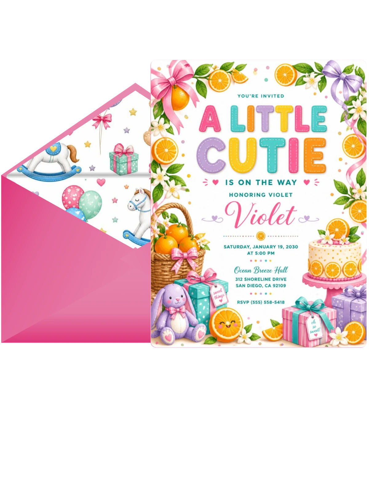 Cutie Oranges Baby Shower Invitation