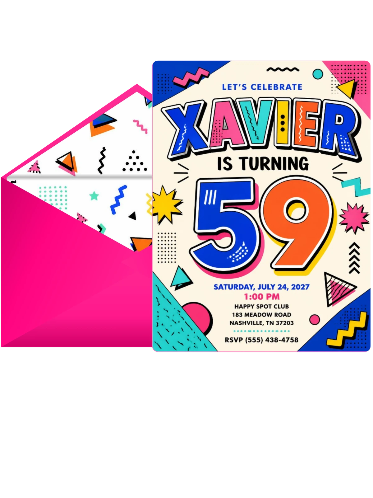 Memphis Pop 59th Birthday Invitation