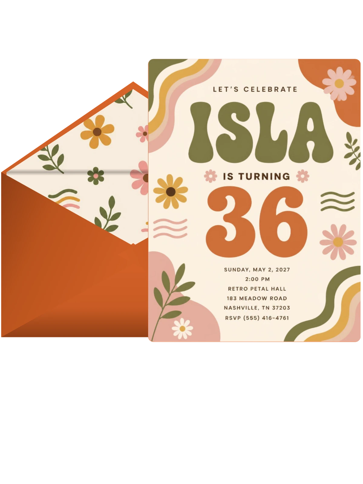 Groovy Retro 36th Birthday Invitation