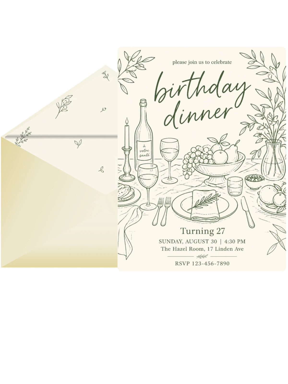 Forest Green Botanical Table Birthday