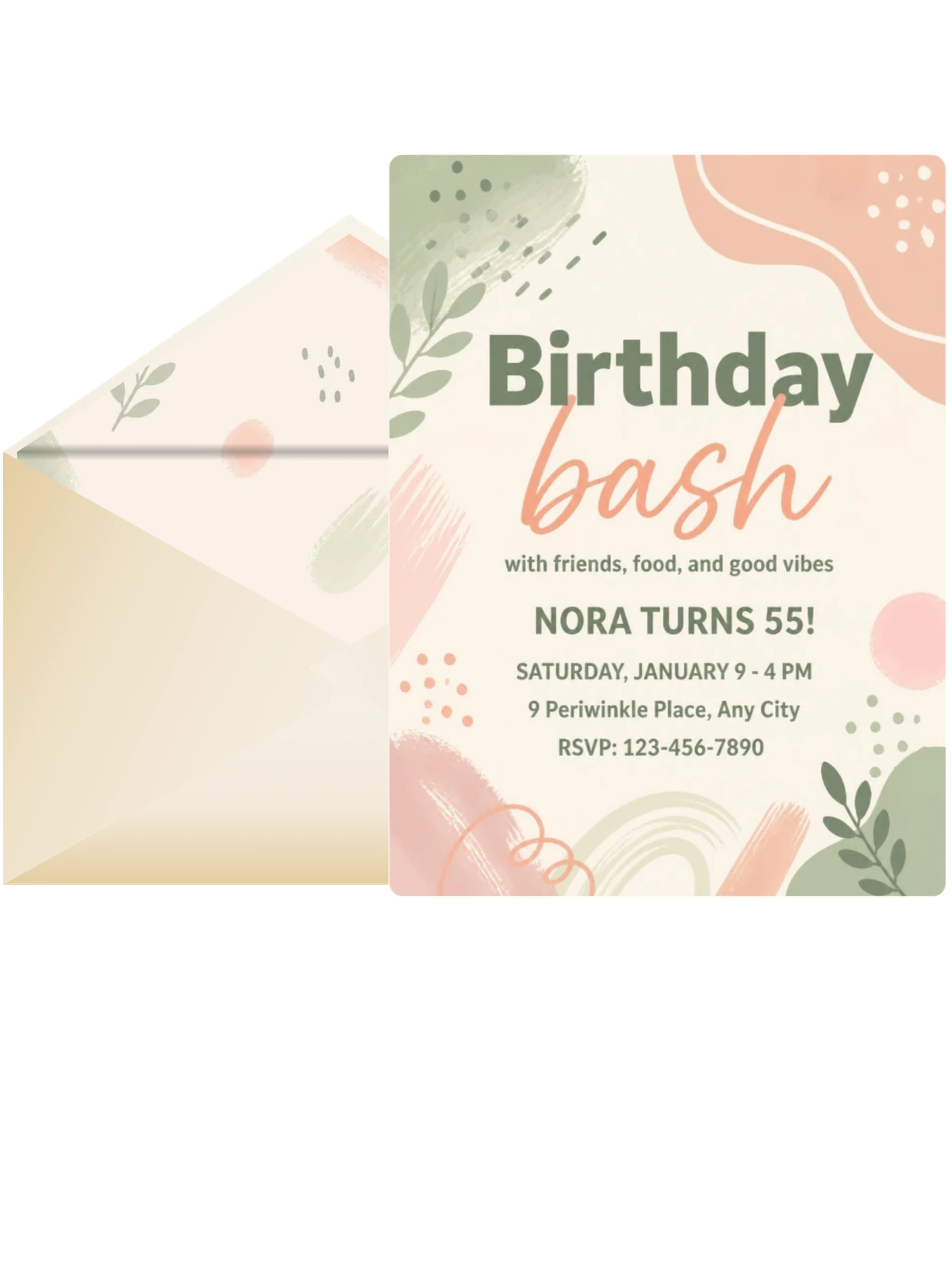 Sage and Peach Abstract 55th Birthday