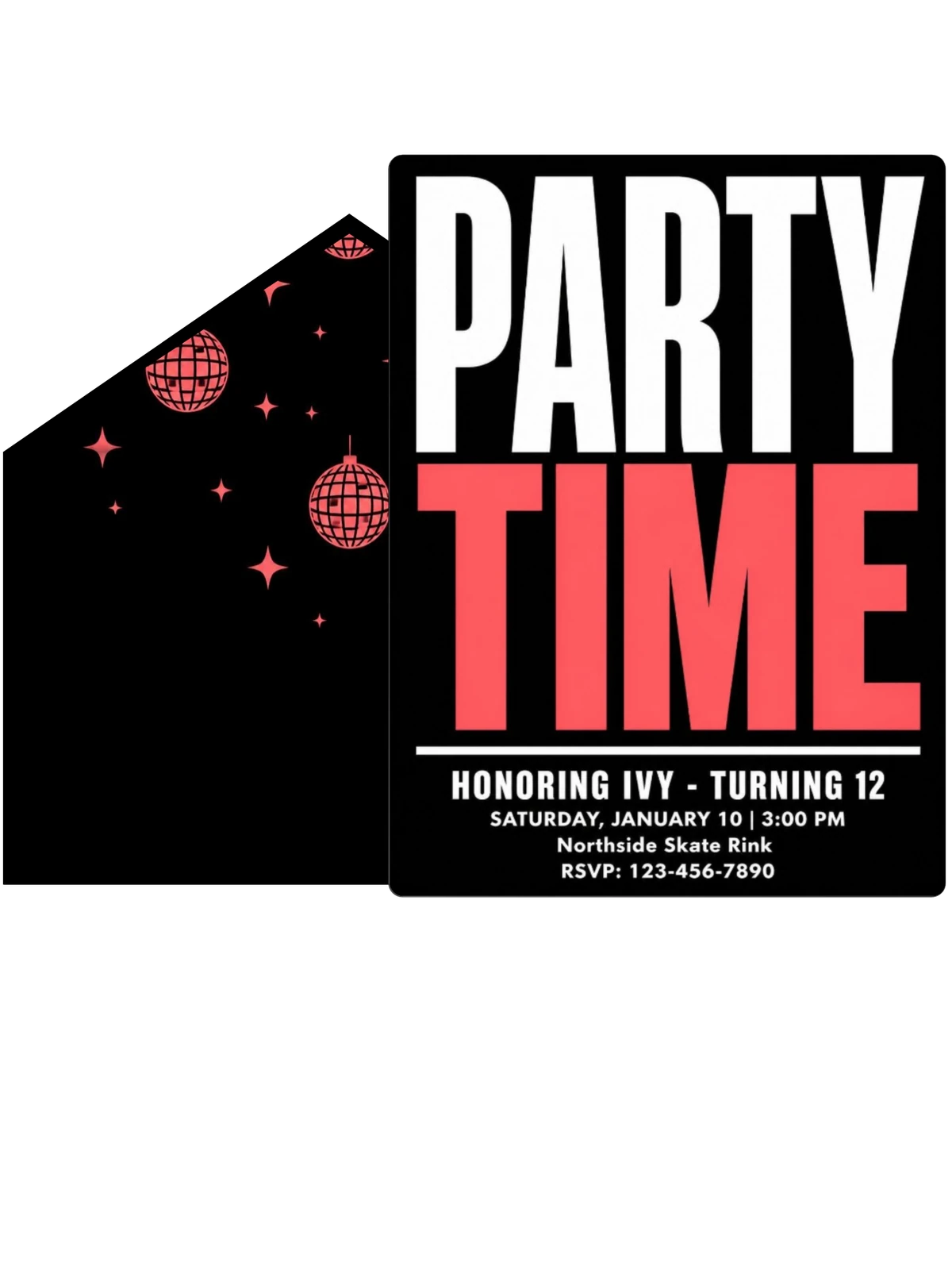 Neon Red Minimalist 12th Birthday Invitation