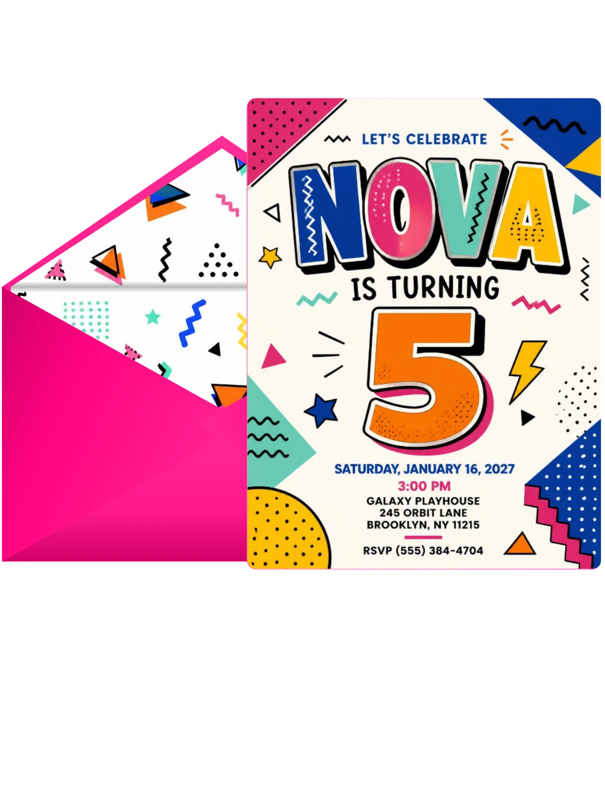 Memphis Pop 5th Birthday Invitation