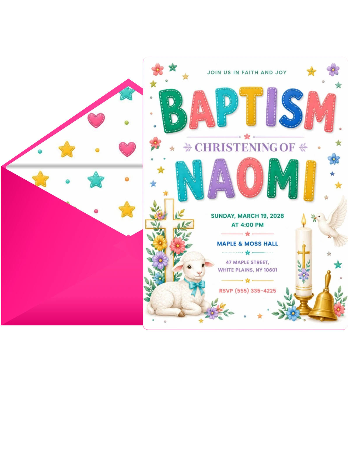 Little Lamb Baptism Invitation