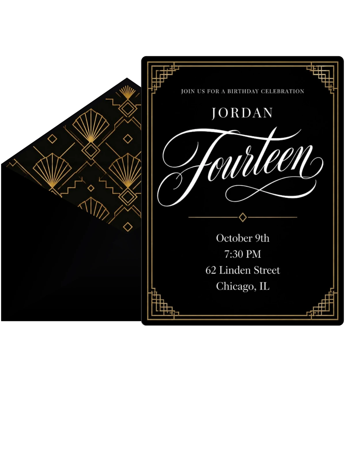 Art Deco 14th Birthday Invitation