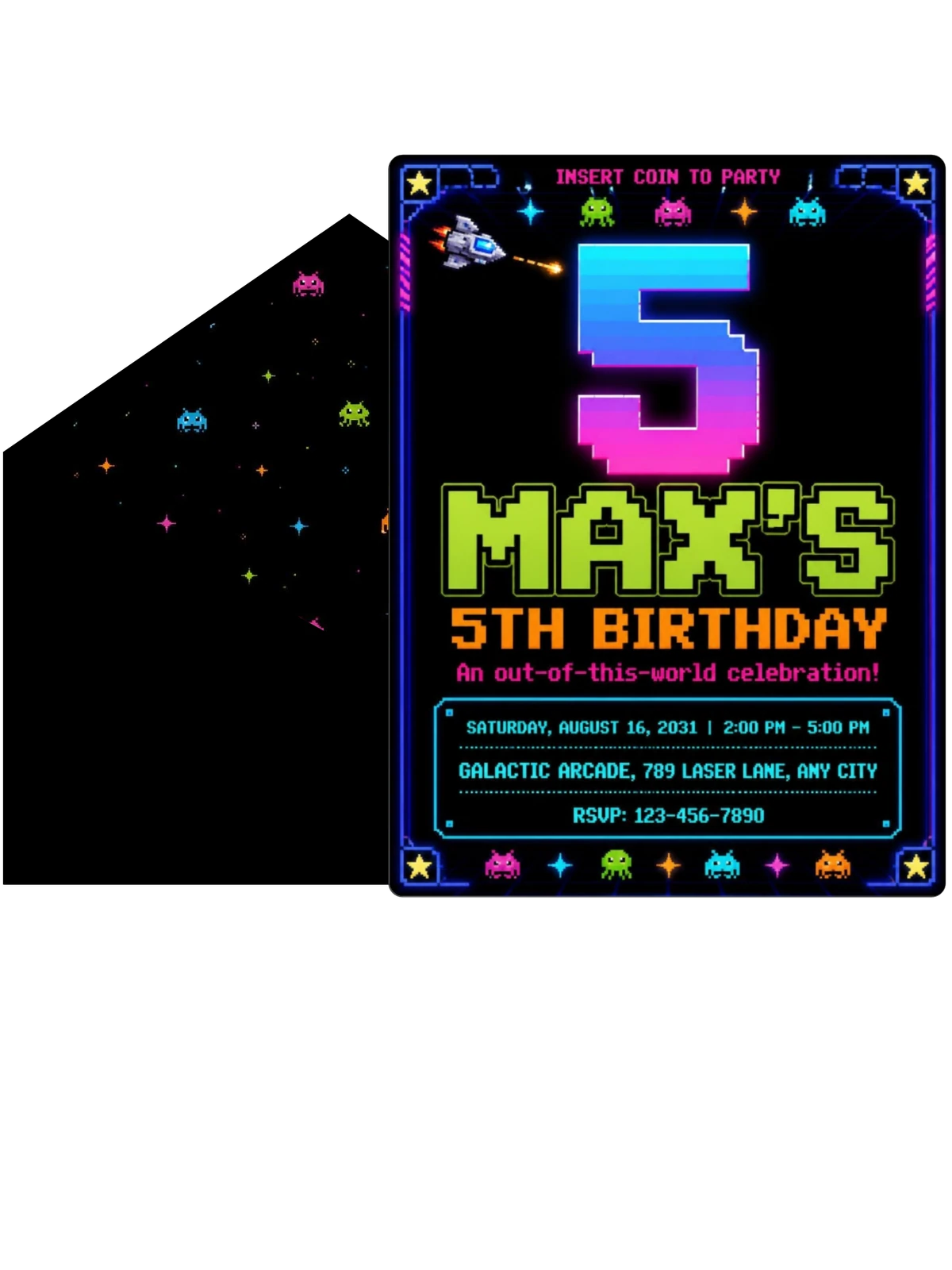 Neon Pixel Space 5th Birthday