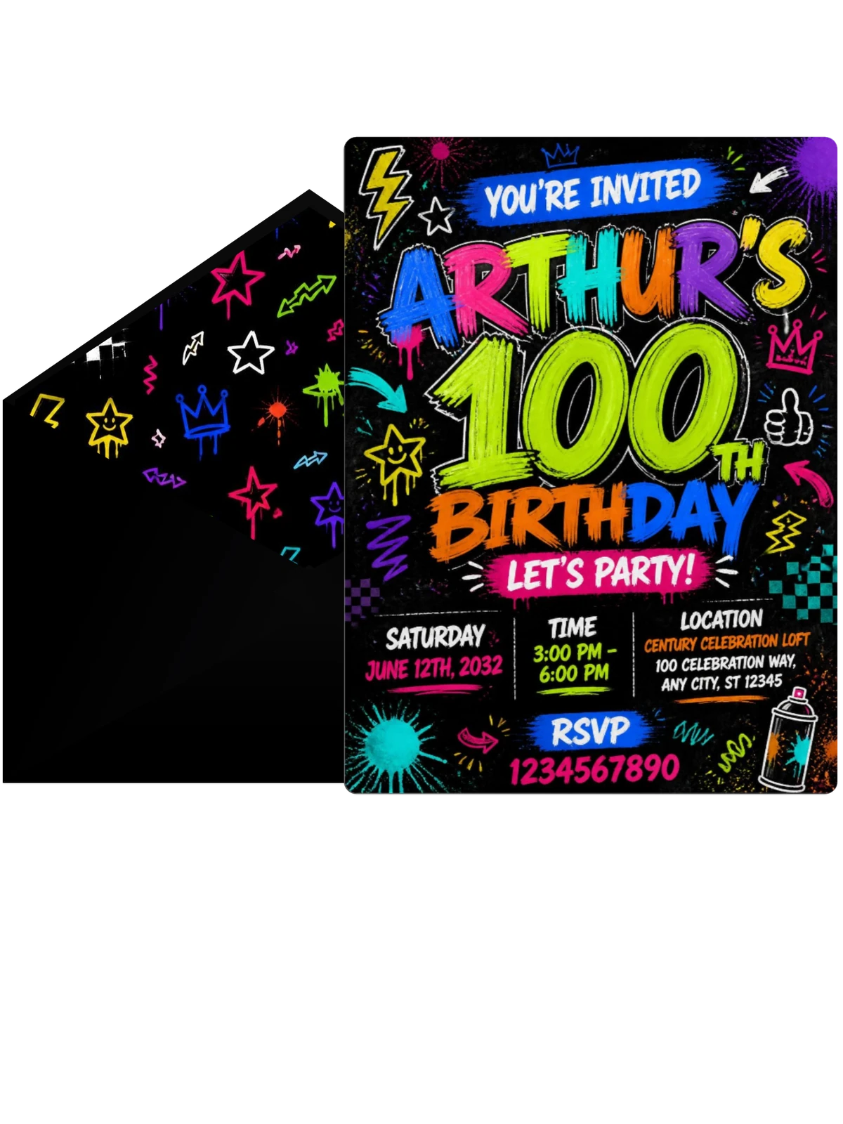 Graffiti Street Art 100th Birthday Invitation