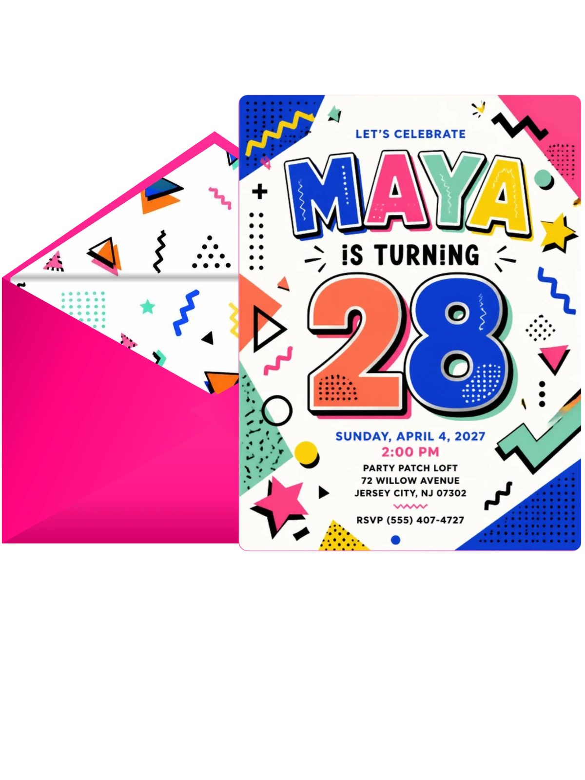 Memphis Pop 28th Birthday Invitation