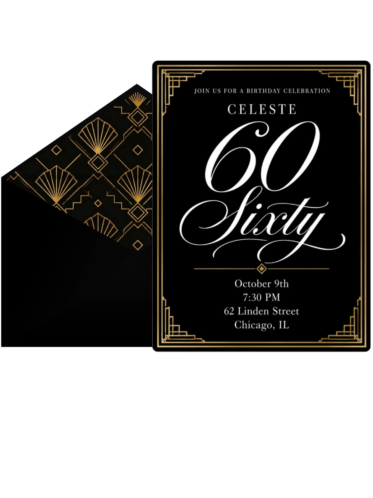 Art Deco 60th Birthday Invitation