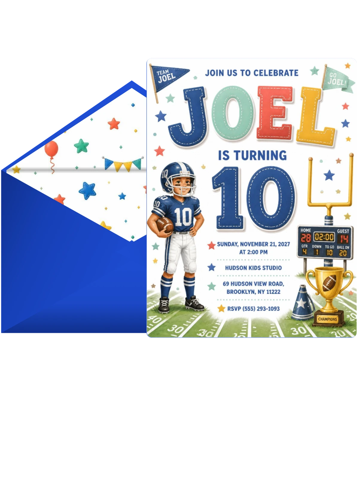 Post Scoreboard 10th Birthday Invitation