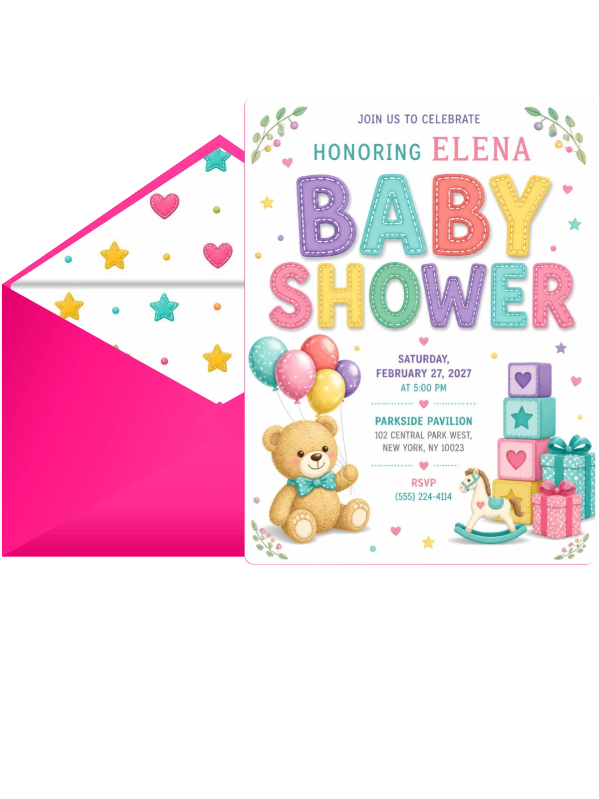 Toy Blocks Baby Shower Invitation