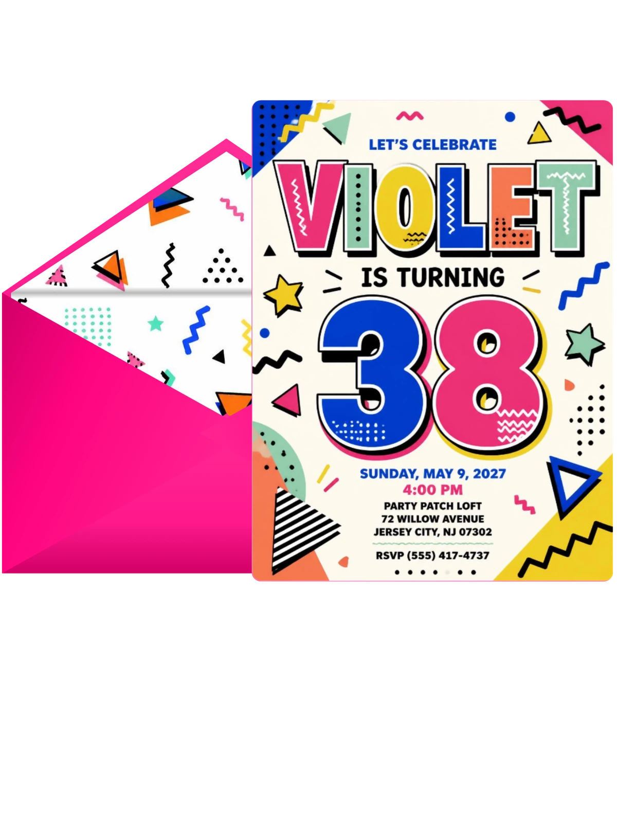 Memphis Pop 38th Birthday Invitation