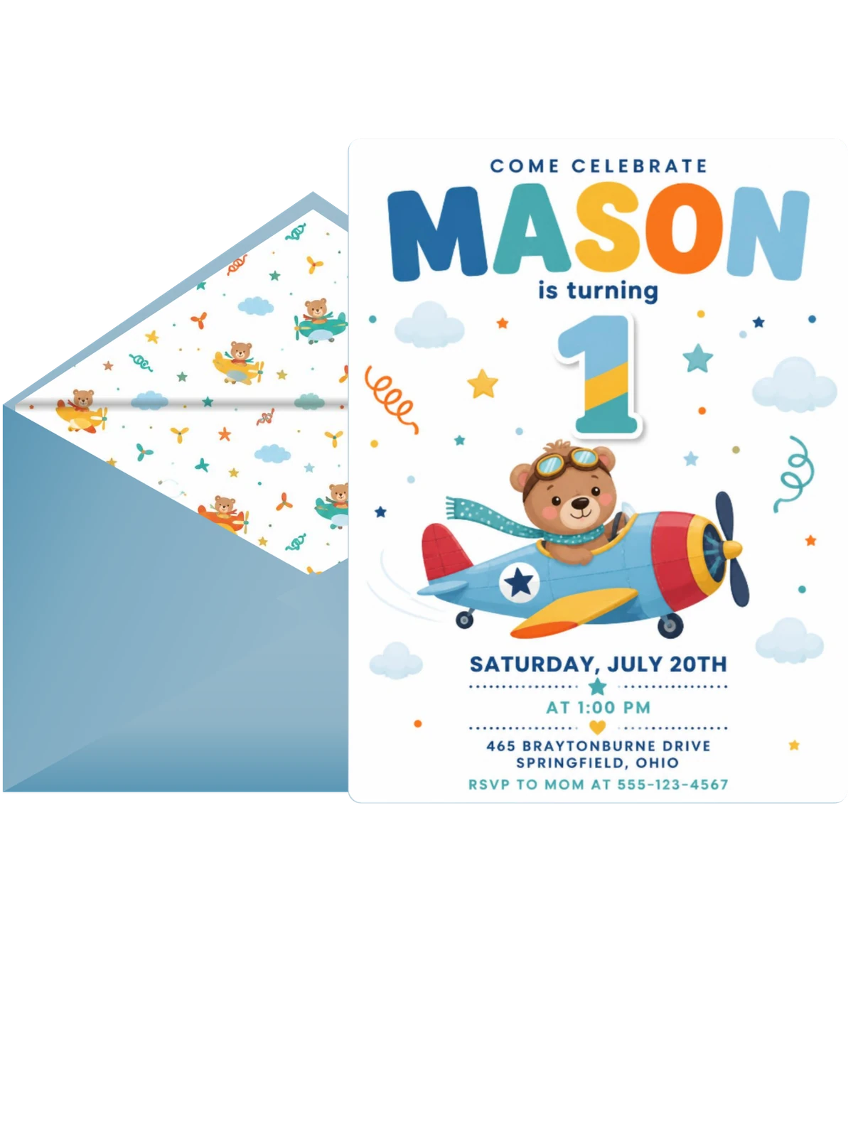 Aviator Bear First Birthday