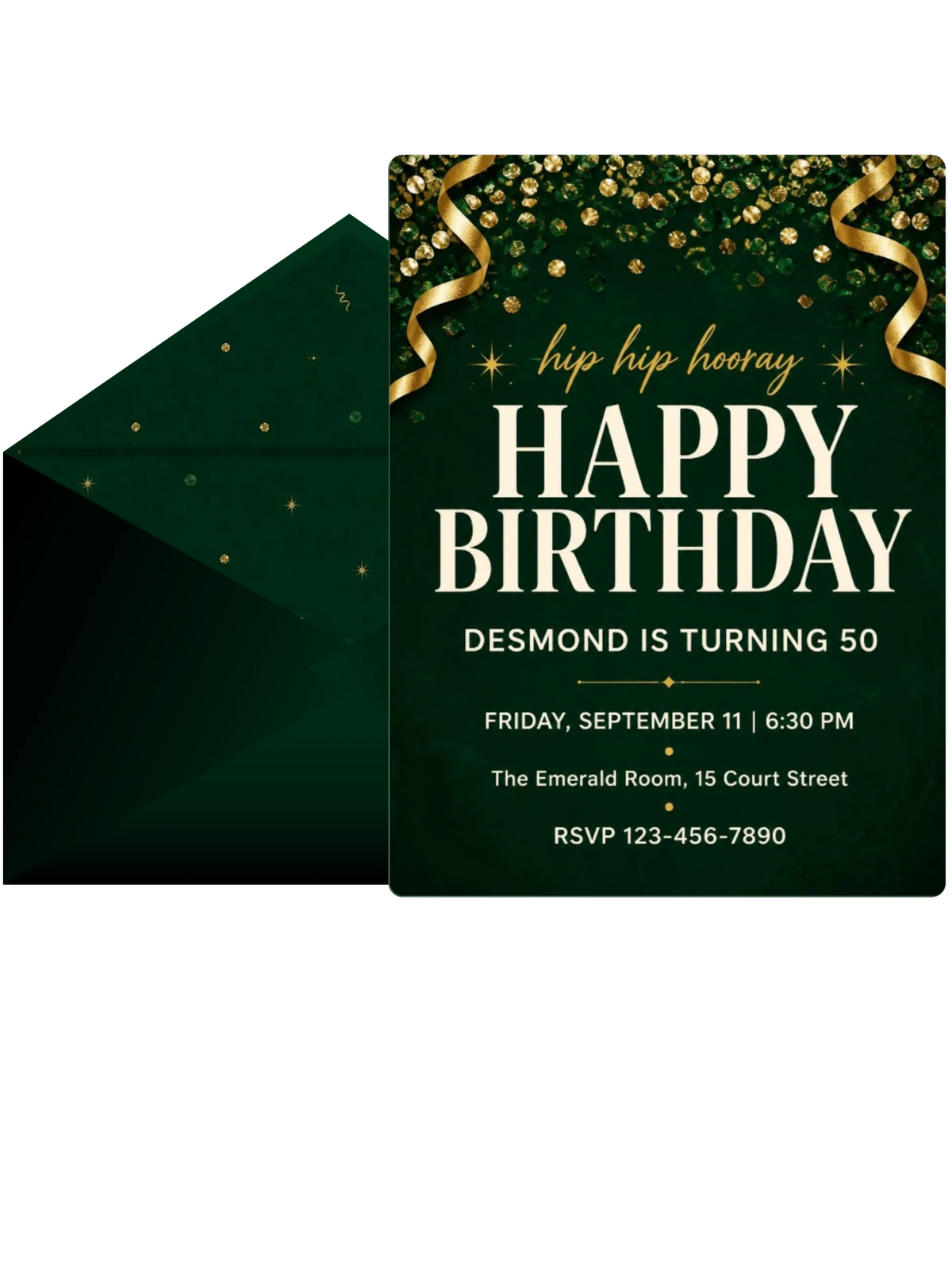 Emerald and Gold Confetti Birthday