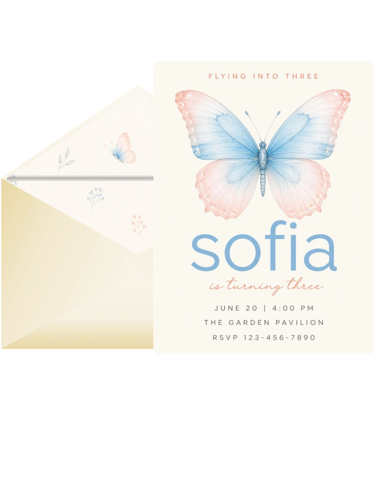 Watercolor Butterfly Third Birthday