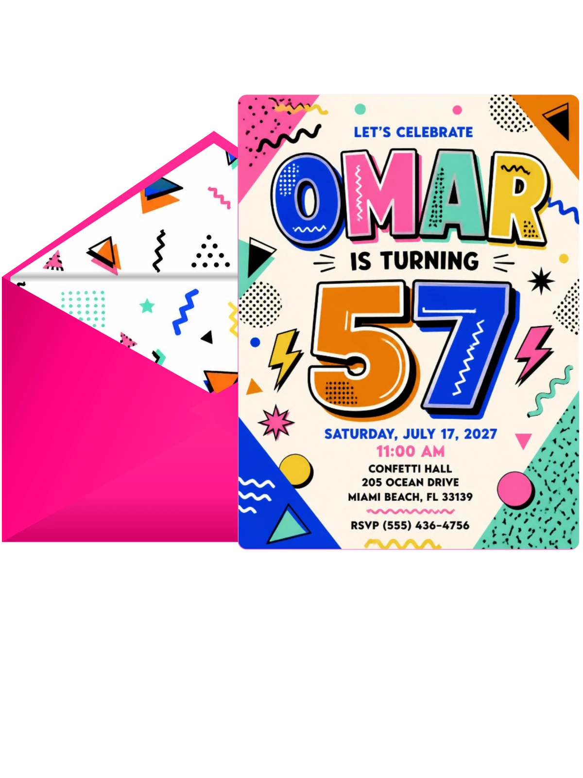 Memphis Pop 57th Birthday Invitation