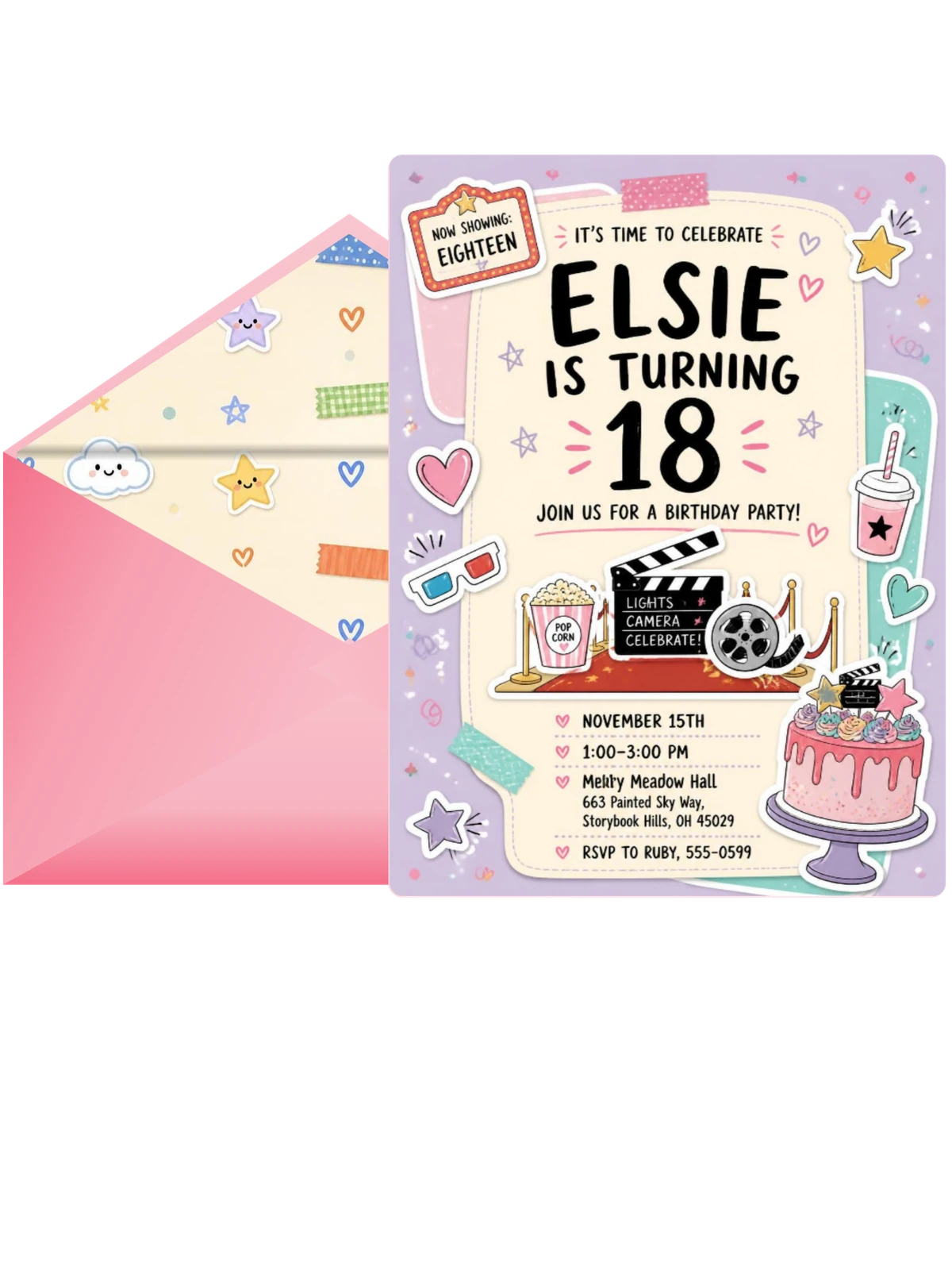 Marquee Sign Pastel 18th Birthday Invitation