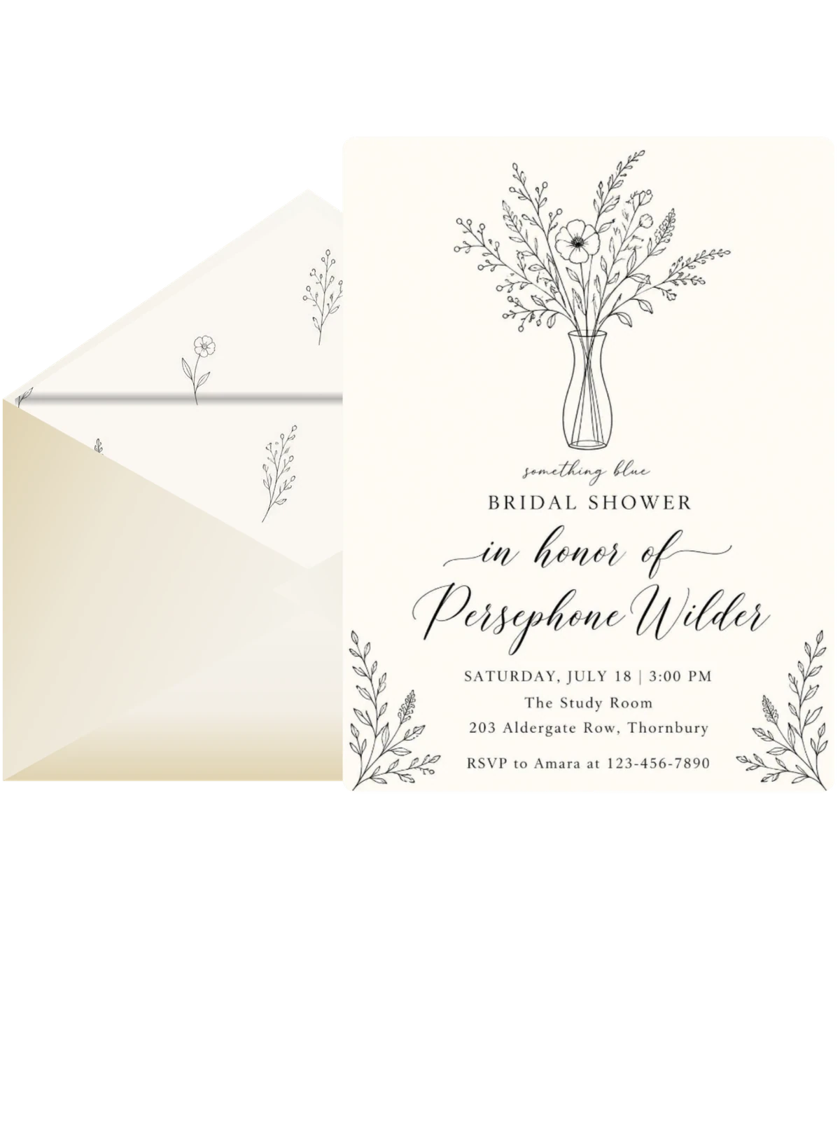 Cream Fine-Line Wildflower Bridal Shower