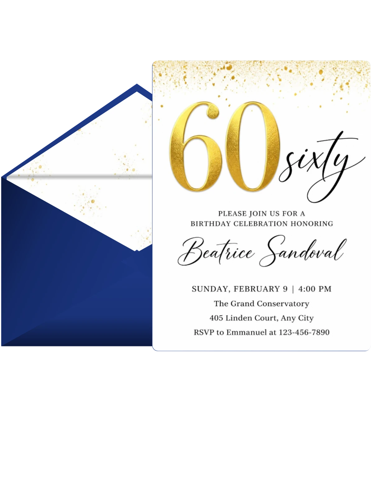 Gold Splatter Metallic 60th Birthday