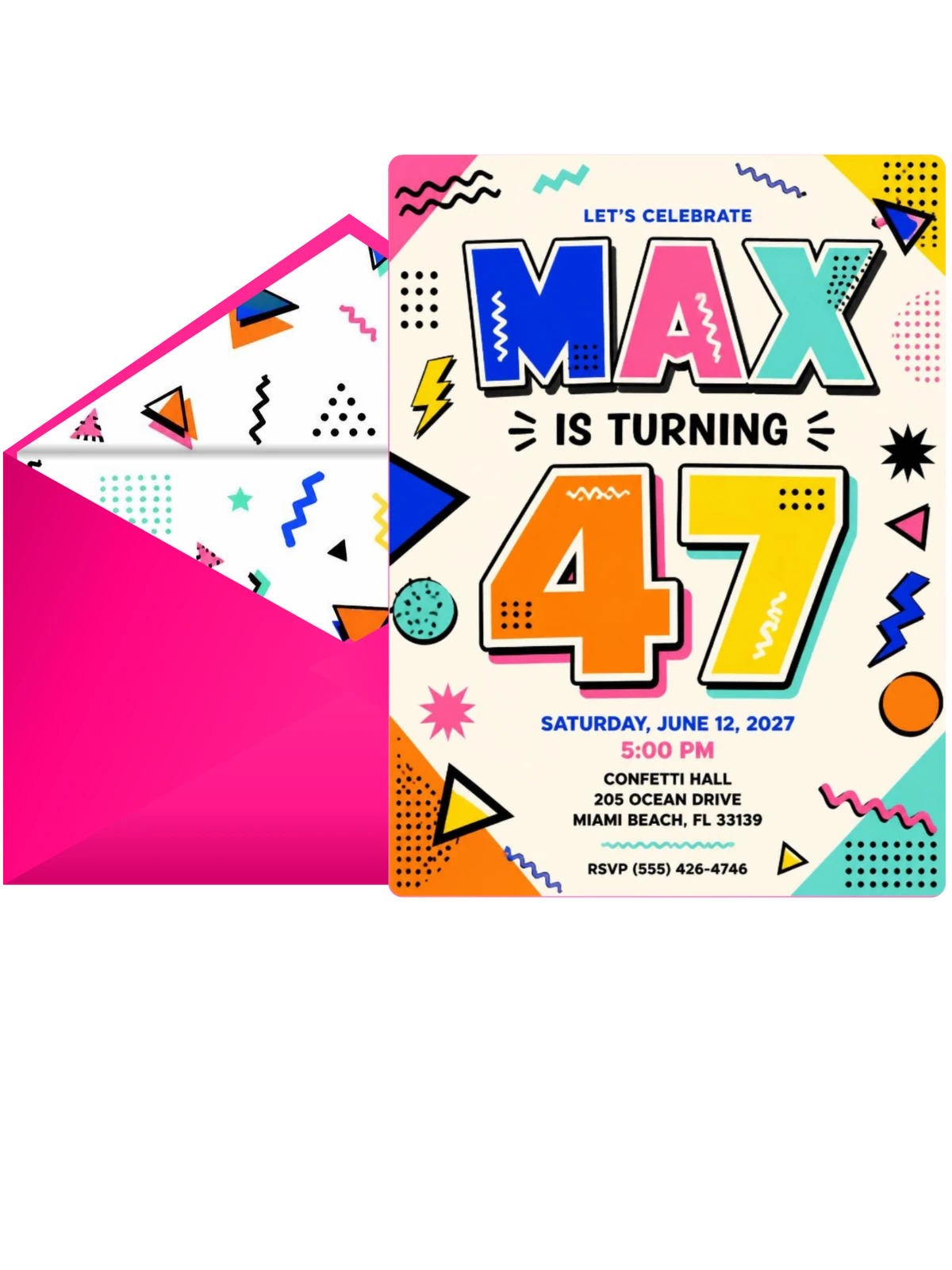 Memphis Pop 47th Birthday Invitation