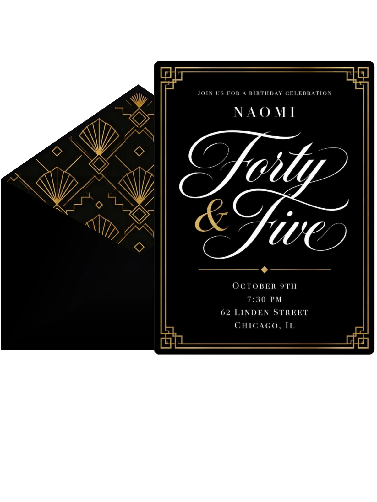 Art Deco 45th Birthday Invitation