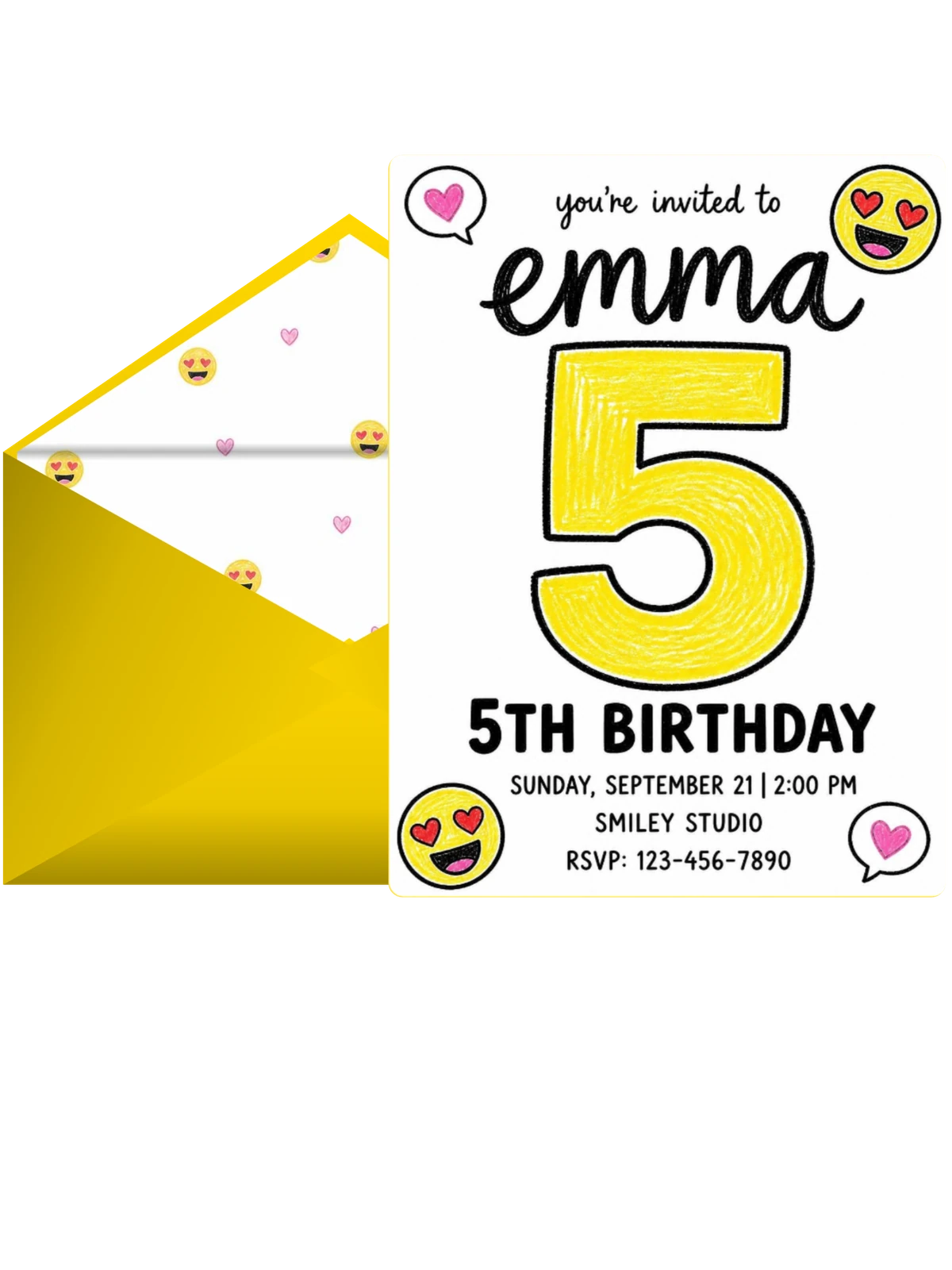 Crayon Emoji Heart Birthday Invitation