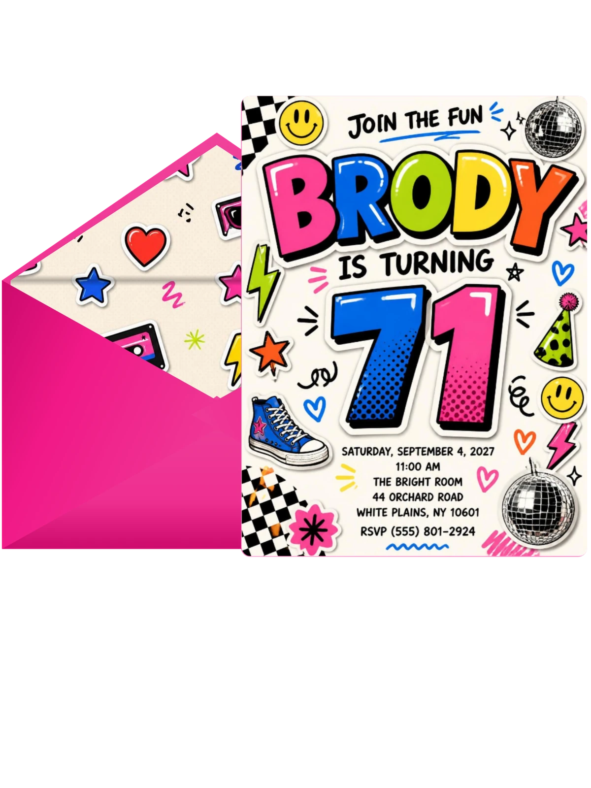 Sticker Pop 71st Birthday Invitation