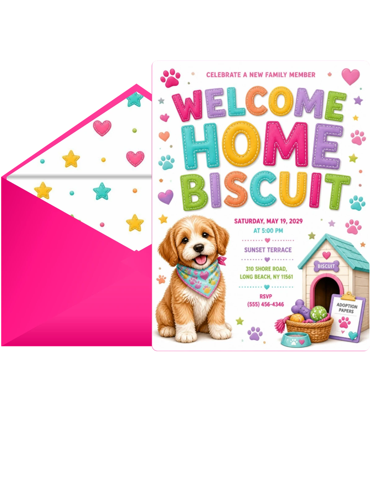 Puppy Pet Adoption Party Invitation