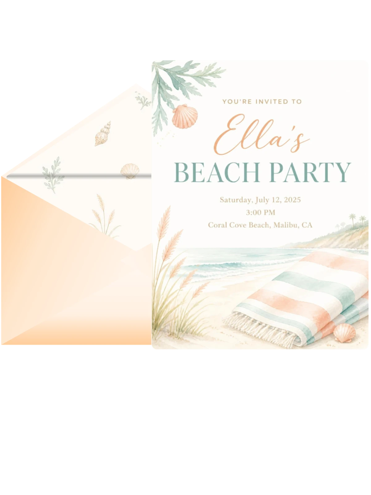 Watercolor Coastal Shore Beach Party