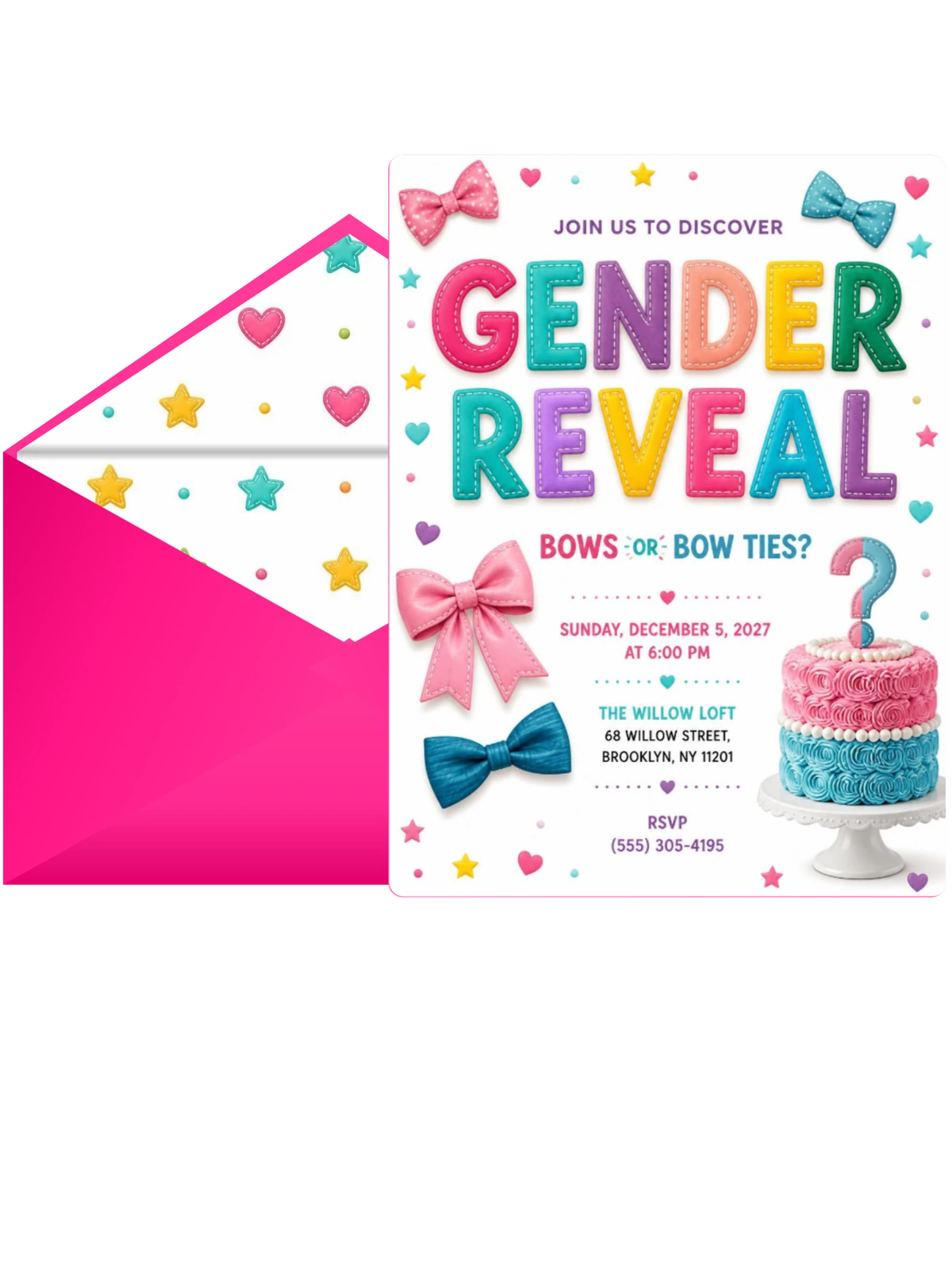 Bows Or Bow Ties Gender Reveal Invitation