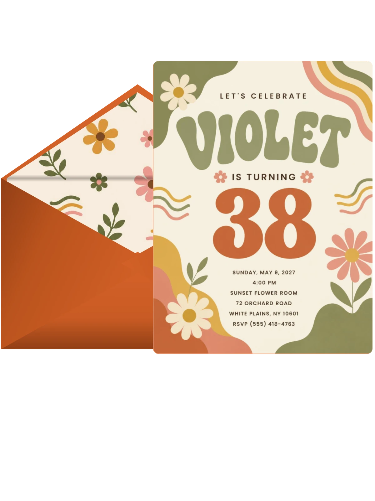 Groovy Retro 38th Birthday Invitation